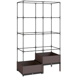 Korotettu viljelylaatikko säleiköllä teräs ja muovi 100 x 50 x 174 cm musta