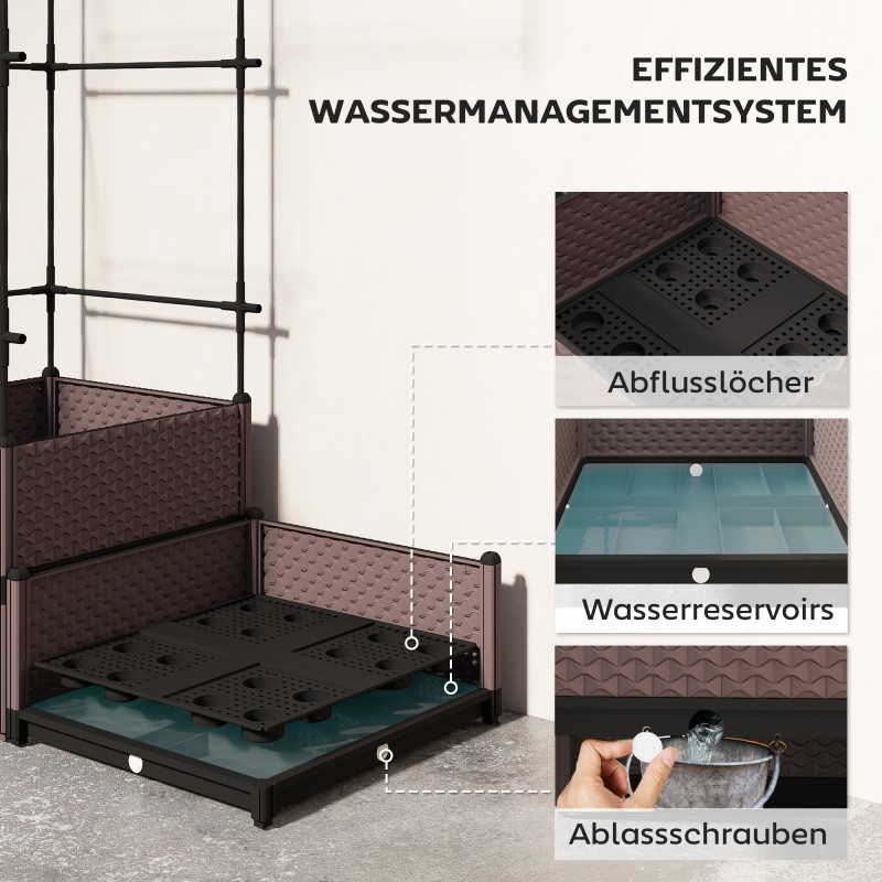 Korotettu viljelylaatikko säleiköllä, teräs ja muovi, 100 x 50 x 174 cm, musta