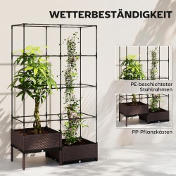 Korotettu viljelylaatikko säleiköllä, teräs ja muovi, 100 x 50 x 174 cm, musta