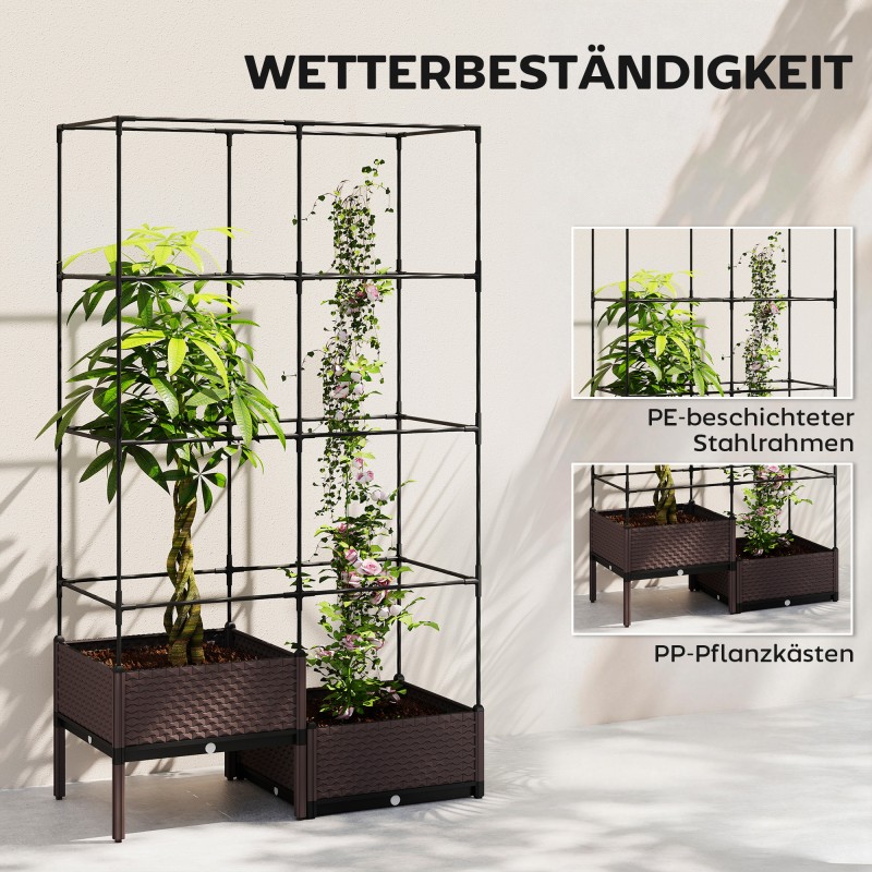 Korotettu viljelylaatikko säleiköllä, teräs ja muovi, 100 x 50 x 174 cm, musta