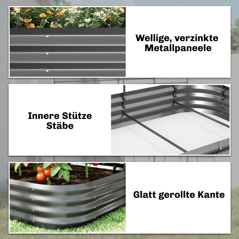 Metallinen viljelylaatikko köynnösosalla 220 x 110 x 150 cm 716 l tummanharmaa