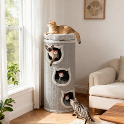 Kissan raapimis- ja lepotorni 96 cm, 3 pesää, pestävä yläpeti, harmaa