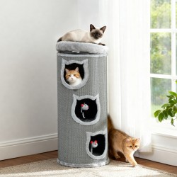 Kissan raapimis- ja lepotorni 96 cm, 3 pesää, pestävä yläpeti, harmaa