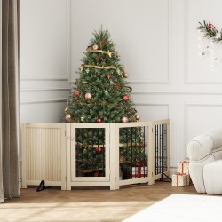 Vapaasti seisova koiraportti ovella, 4 paneelia, MDF ja teräs, 205 x 70 cm, tammi–musta