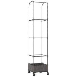 Korkea parvekekasvilaatikko ritilällä ja pyörillä 40 x 40 x 185 cm 24 l musta