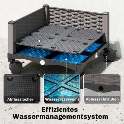 Korkea parvekekasvilaatikko ritilällä ja pyörillä 40 x 40 x 185 cm 24 l musta