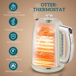 Vedenkeitin ja leivänpaahdin setti 1,7 l 2200 W LED-näytöllä, muistitoiminto, harmaa retro-design