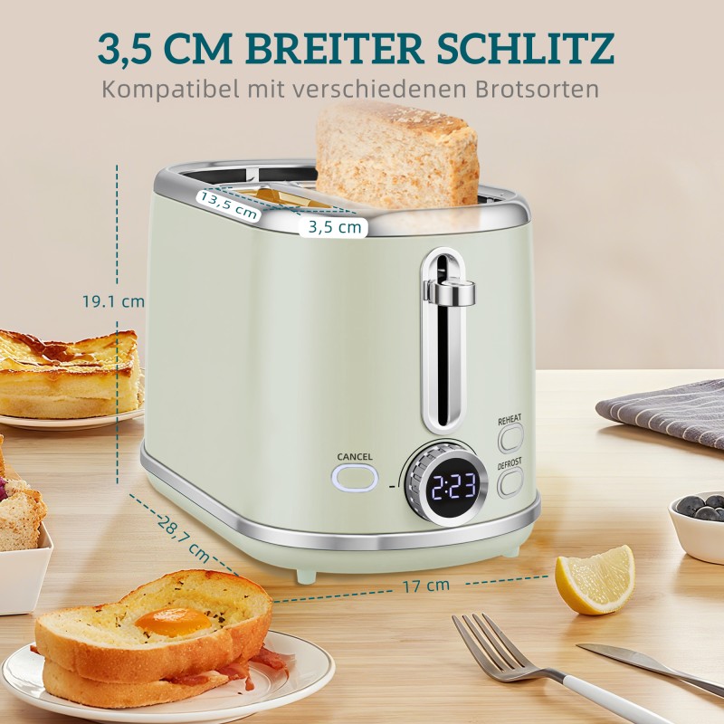 Vedenkeitin ja leivänpaahdin setti 1,7 l 2200 W LED-näytöllä, muistitoiminto, harmaa retro-design