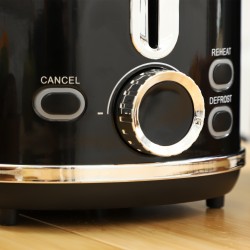 Vedenkeitin ja leivänpaahdin setti 1,7 l 2200 W LED-näyttö retro musta