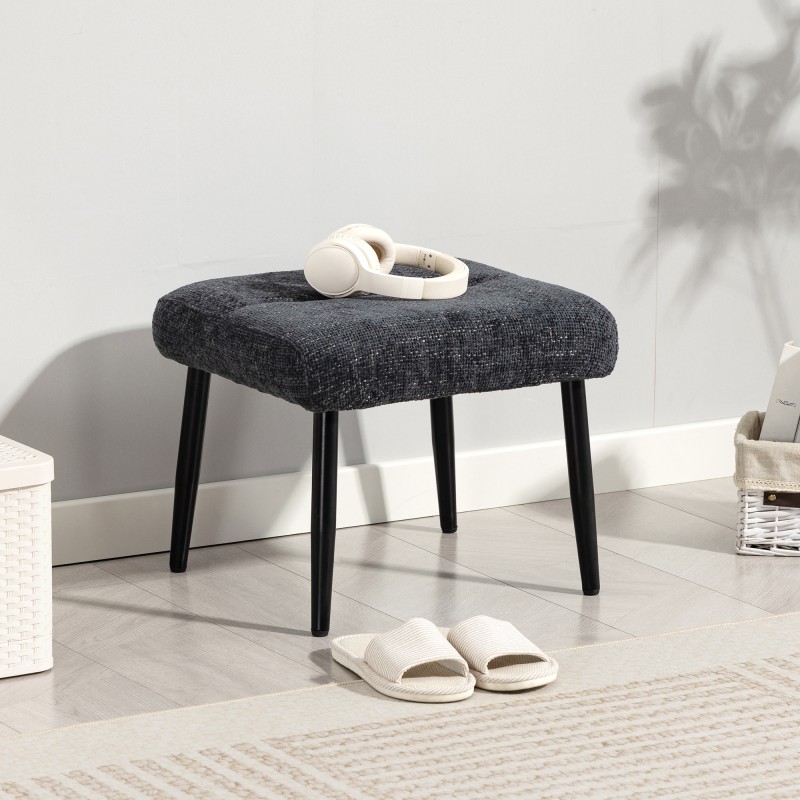 Jalkarahi chenille-verhoilulla ja teräsjaloilla 45 x 41 x 38 cm tummanharmaa