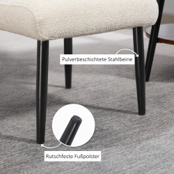 Jalkarahi ja lisäistuin teräsjaloilla, chenille-verhoilu, 45 x 41 x 38 cm, cremevalkoinen