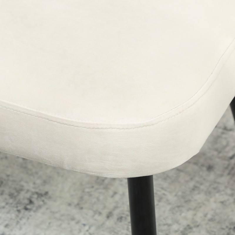 2-istuttava sohva pieniin tiloihin, metallirunko ja eukalyptuspuu, samettimainen kangas, beige