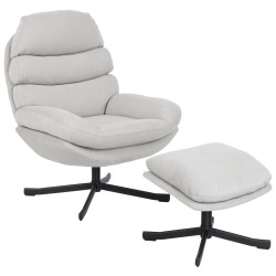 Nojatuoli ja rahi chenille verhoilu 78 x 93 x 100 cm nojatuoli cremevalkoinen