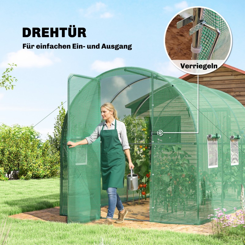 Kasvihuone kasviteltta PE-kate galvanoitu teräsrunko 2 x 3 x 2 m vihreä