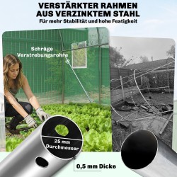 Kasvihuone kasviteltta PE-kate galvanoitu teräsrunko 2 x 3 x 2 m vihreä