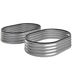 Metallinen viljelylaatikko 2 kpl sinkitty teräs ovaali 135 x 90 x 30 cm hopea