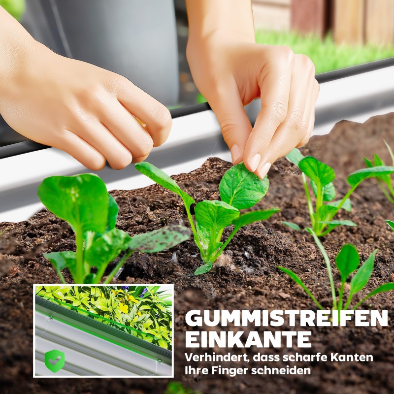 Metallinen viljelylaatikko 2 kpl, sinkitty teräs, ovaali, 135 x 90 x 30 cm, hopea