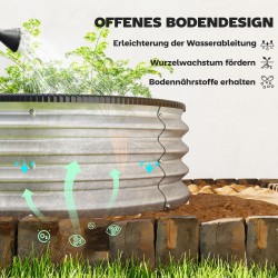 Metallinen viljelylaatikko 2 kpl, sinkitty teräs, ovaali, 135 x 90 x 30 cm, hopea