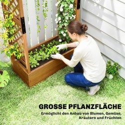 Korkea puinen istutuslaatikko ritilällä ja katoksella 110 x 44 x 181 cm oranssi