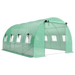 Kasvihuone puutarhatunneli PE kate galvanoitu teräsrunko 4 x 3 x 2 m vihreä