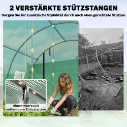 Kasvihuone puutarhatunneli PE-kate galvanoitu teräsrunko 4 x 3 x 2 m vihreä