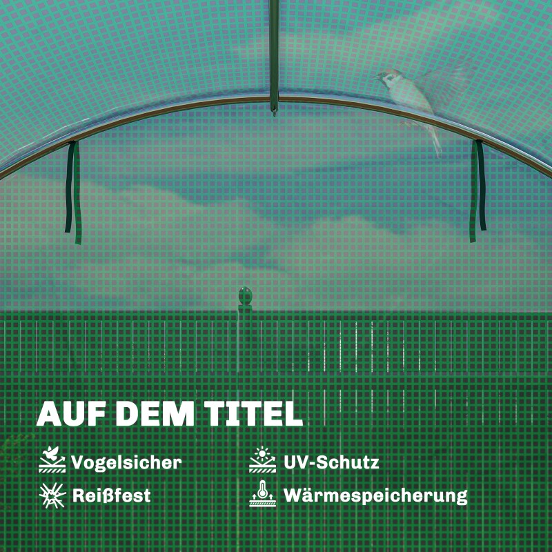 Kasvihuone puutarhatunneli PE-kate galvanoitu teräsrunko 4 x 3 x 2 m vihreä