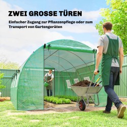 Kasvihuone puutarhatunneli PE-kate galvanoitu teräsrunko 4 x 3 x 2 m vihreä