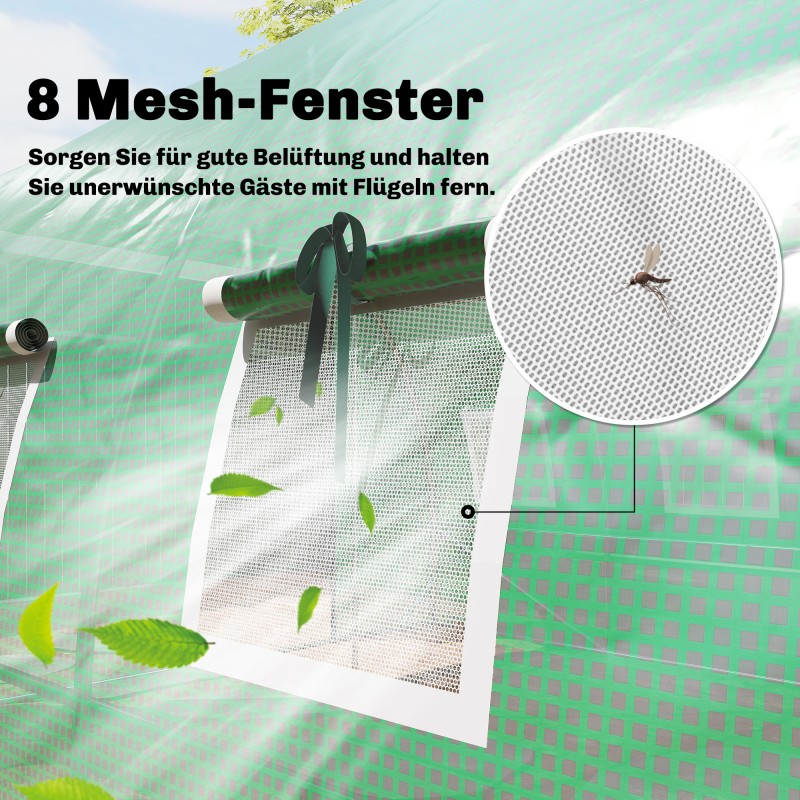 Kasvihuone puutarhatunneli PE-kate galvanoitu teräsrunko 4 x 3 x 2 m vihreä