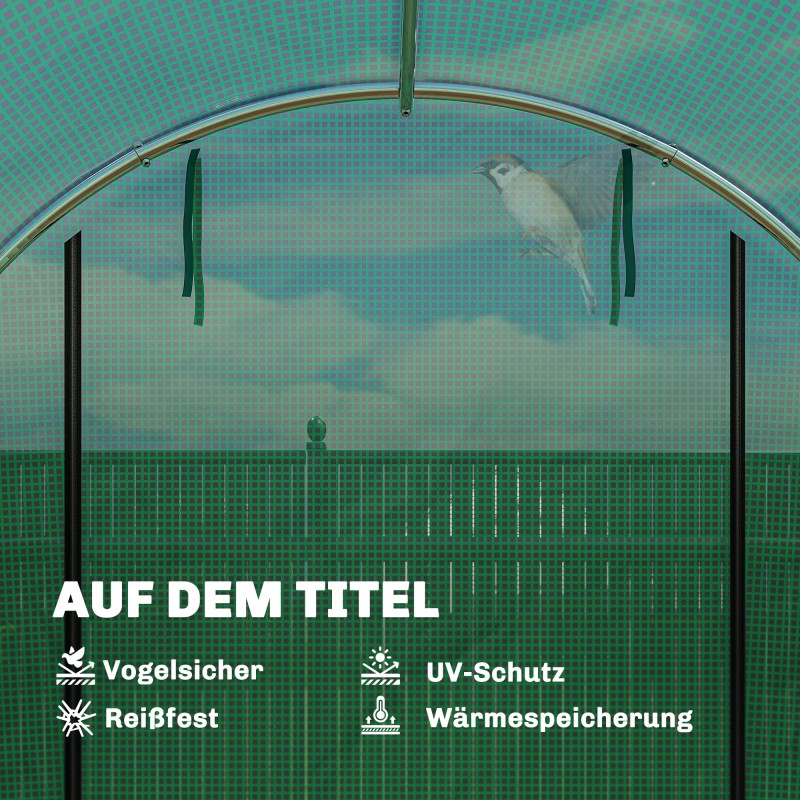 Kasvihuone tunnelikasvihuone PE-kate ja sinkitty teräsrunko 3 x 2 x 2 m vihreä