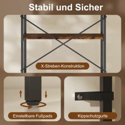 Kirjahylly 5 tasoa metalli ja MDF 79x35x161 cm rustiikin ruskea