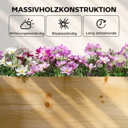 Puinen viljelylaatikko / kasvatuslaatikko väliseinällä, avoin pohja, kuusipuu, 235 x 66 x 26 cm, luonnonpuu