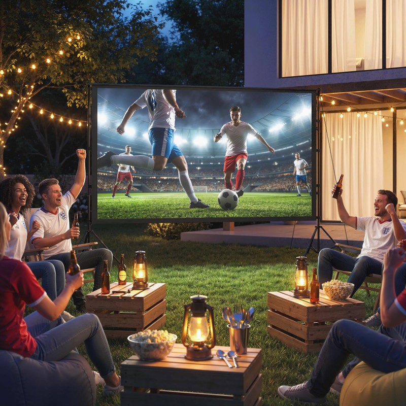 Projektorikangas telineellä 120" 16:9, kaksipuolinen 4K/8K, valkoinen/musta