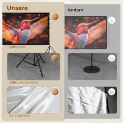 Projektorikangas telineellä 120" 16:9, kaksipuolinen 4K/8K, valkoinen/musta