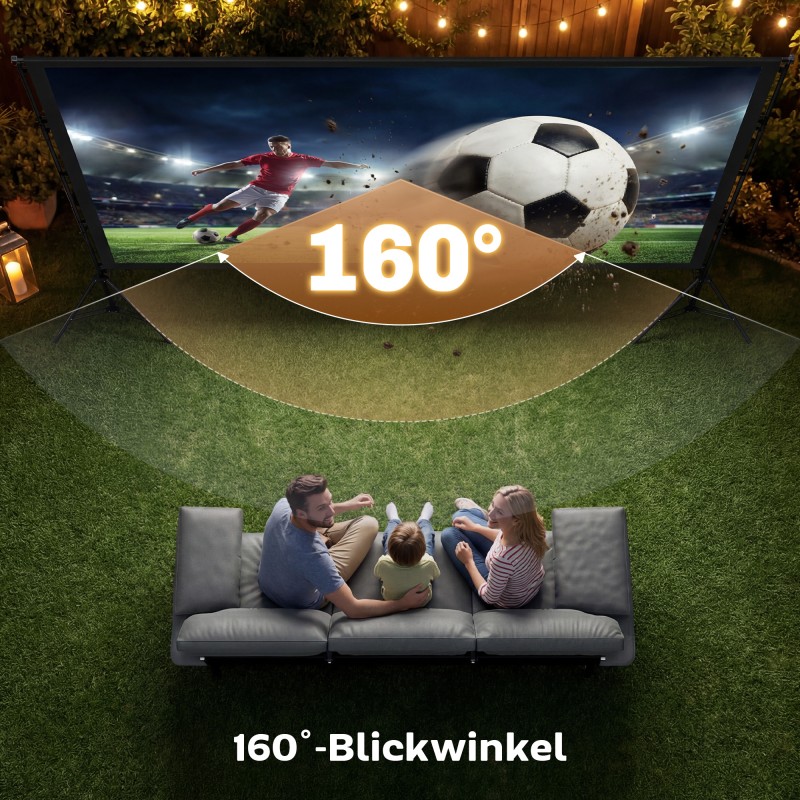 Projektorikangas telineellä 120" 16:9, kaksipuolinen 4K/8K, valkoinen/musta