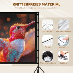 Projektorin valkokangas telineellä 100" 16:9, kaksipuolinen 4K/8K, valkoinen/musta