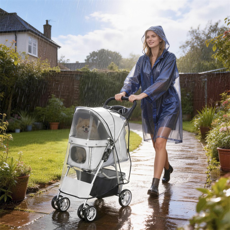 Lemmikkirattaat koirille ja kissoille, teräsrunko, taittuva, kantavuus 10 kg, harmaa