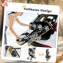 Lemmikkirattaat koirille ja kissoille, teräsrunko, taittuva, kantavuus 10 kg, harmaa