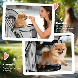 Lemmikkirattaat koirille ja kissoille, teräsrunko, taittuva, kantavuus 10 kg, harmaa