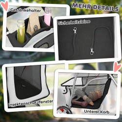 Lemmikkirattaat koirille ja kissoille, teräsrunko, taittuva, kantavuus 10 kg, harmaa