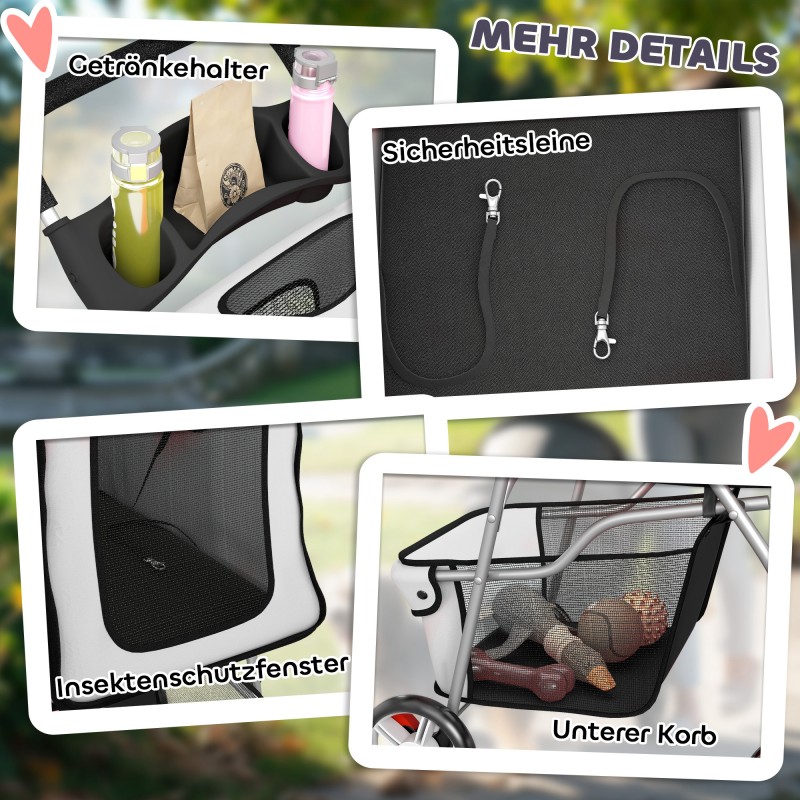 Lemmikkirattaat koirille ja kissoille, teräsrunko, taittuva, kantavuus 10 kg, harmaa