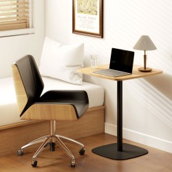 Pieni ruokapöytä kahdelle, MDF-kansi ja teräsjalka, 60 x 60 x 75 cm, luonnonpuu/musta