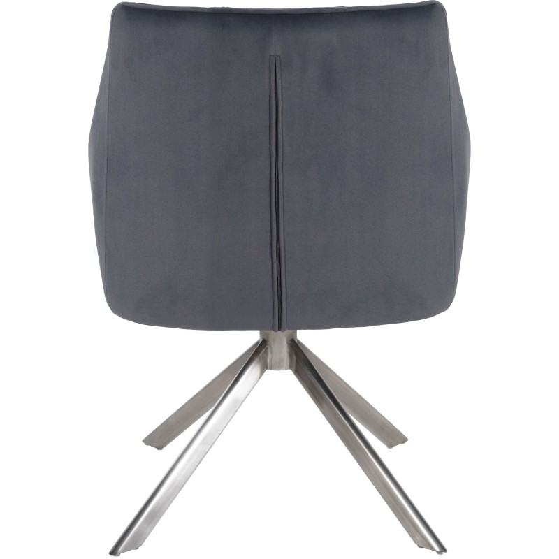 Tyylikäs samettinen ruokailutuoli kääntyvällä istuinosalla ja teräsrungolla