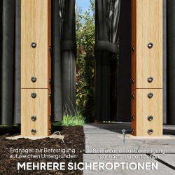 Puutarhapaviljonki kovakatto alumiini 4x3 m polykarbonaattikatto moskiittoverkko verhot luonnonpuun sävy