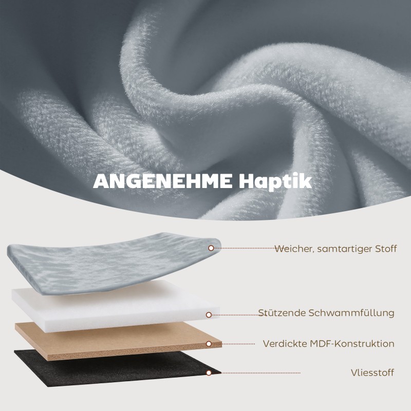 Säilytysrahi samettipintainen kokoontaitettava 76 x 38 x 35 cm 72 L tummanharmaa