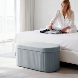 Säilytysrahi samettipintainen kokoontaitettava 76 x 38 x 35 cm 72 L tummanharmaa