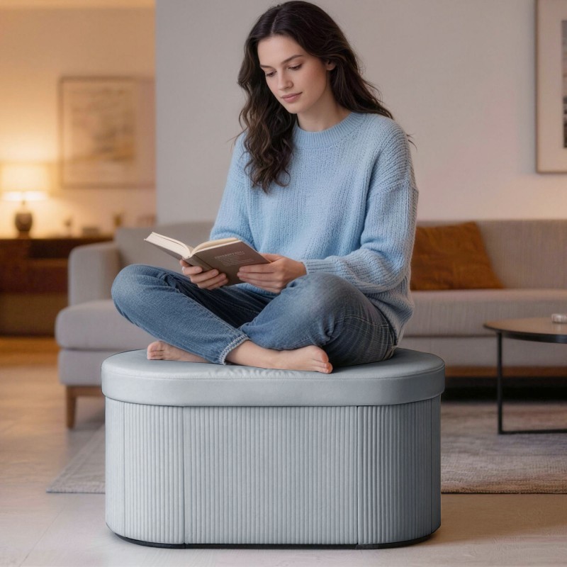 Säilytysrahi samettipintainen kokoontaitettava 76 x 38 x 35 cm 72 L tummanharmaa