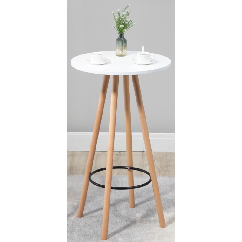 Pyöreä skandinaavinen seisomapöytä pyökistä, musta tai valkoinen