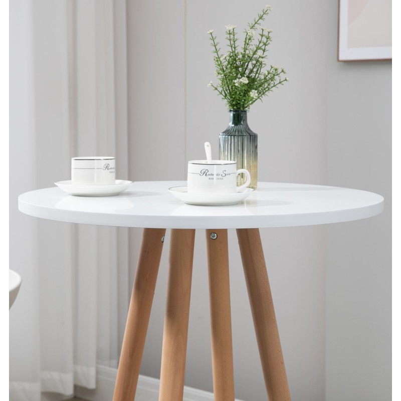 Pyöreä skandinaavinen seisomapöytä pyökistä, musta tai valkoinen