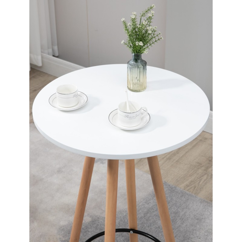 Pyöreä skandinaavinen seisomapöytä pyökistä, musta tai valkoinen