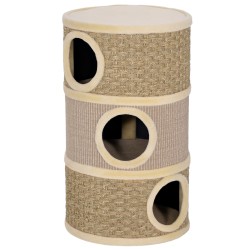 Raapimispiippu kissoille 3 tasoinen sisal ja merileväköysi 79 cm 45 cm khaki kahvinruskea